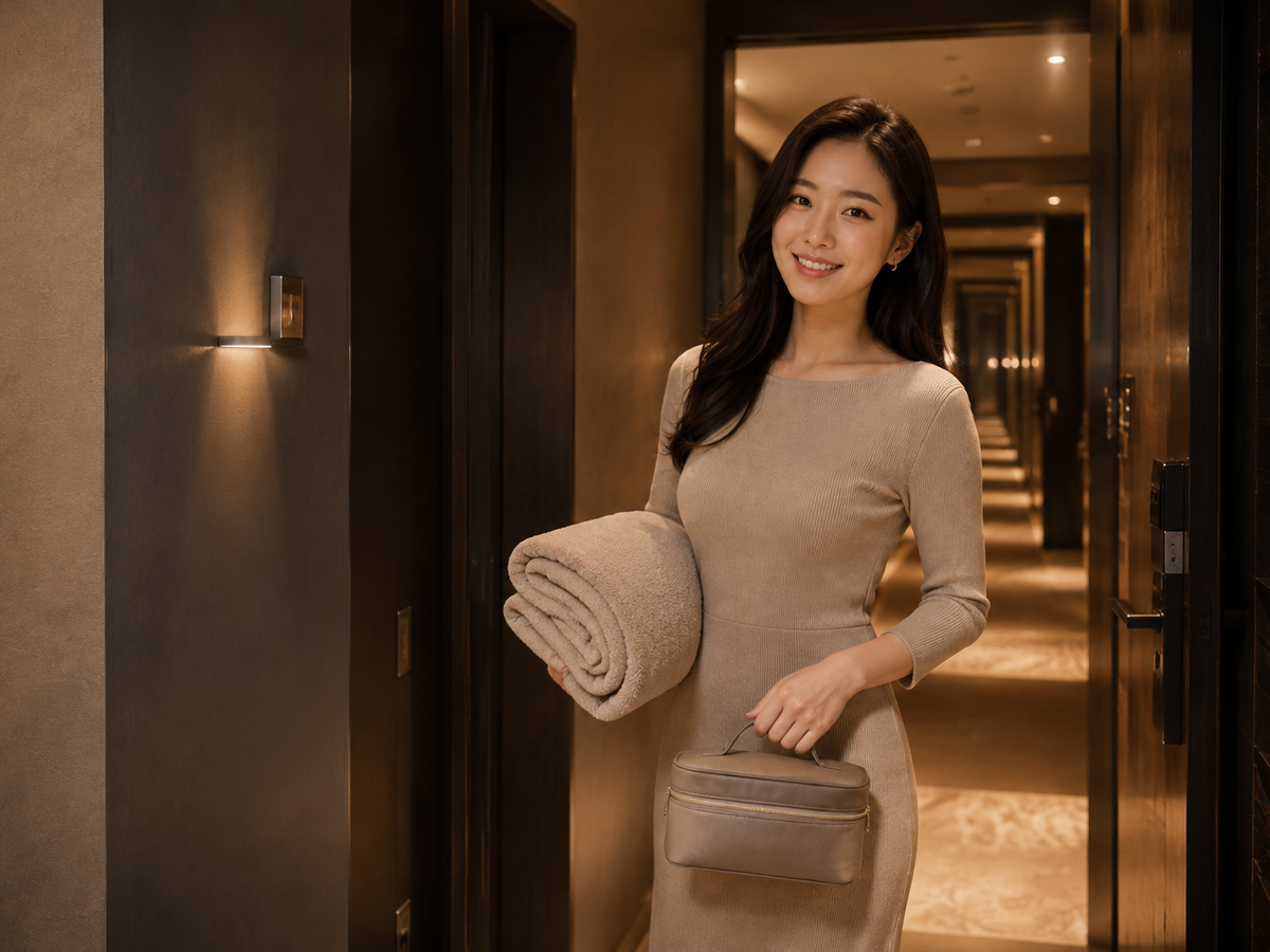평택 안중 방문 홈케어 일정을 준비하는 젊은 성인 한국 여성 관리사